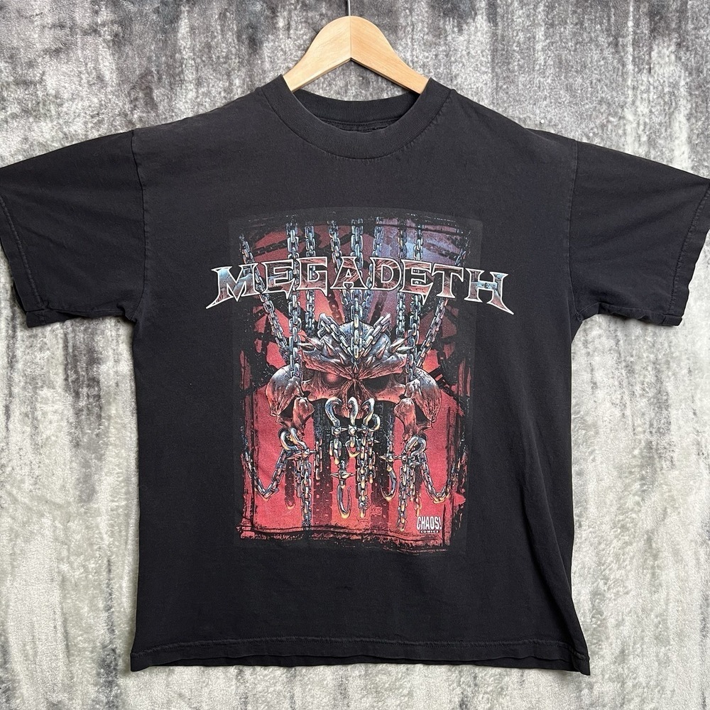 Vintage Megadeth 90s Chaos Comics Double Sided Short Sleeve T-Shirt Large Black